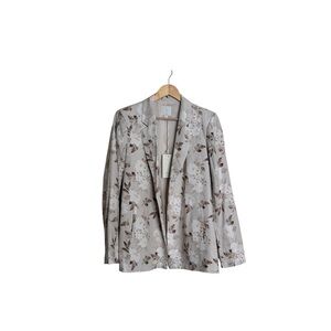 NWT Joie Linen Blend Blazer Floral Neutral Botanical Jacket Size S Open Front